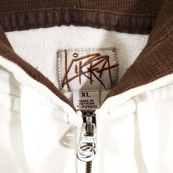 Vintage Kirra Hoodie Womens Extra Large Brown White Striped Full Zip Skater Punk - Picture 2 of 14